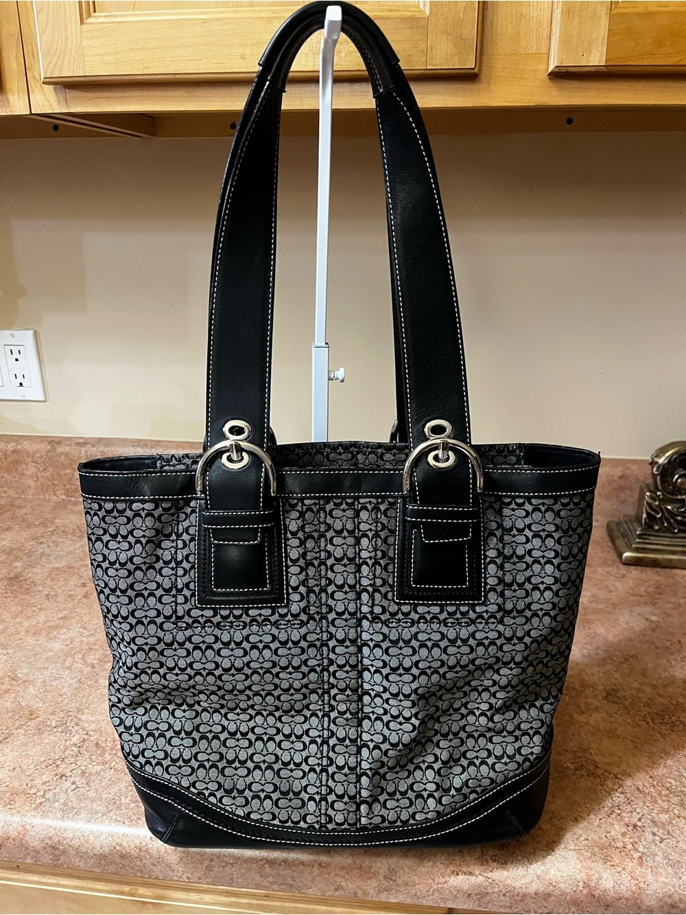 Coach  Black and Gray Signature Tote with Matching Wallet - Picture 2 of 16